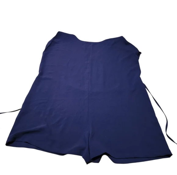 Women’s Large Bishop + Young V-Neck Sleeveless Tie Blue Romper